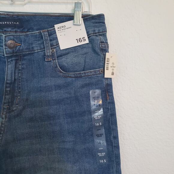 Aero Mid Rise Boot Stretch Jeans (XL) 16 Short Gorpcore Blue Denim Casual NWT - Picture 10 of 13